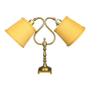 Vintage Solid Brass Gooseneck Accent Lamp With Double Arms and Two Shades