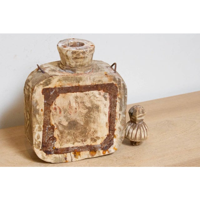 1960s Vintage Carved Wooden Bottle For Sale - Image 5 of 6