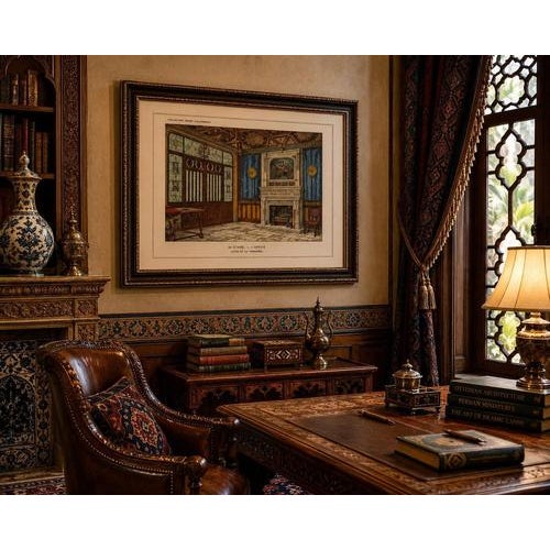 Henry dAllemagne, Medieval Revival Office Interior with Monumental Fireplace, 1900, Print For Sale - Image 9 of 10