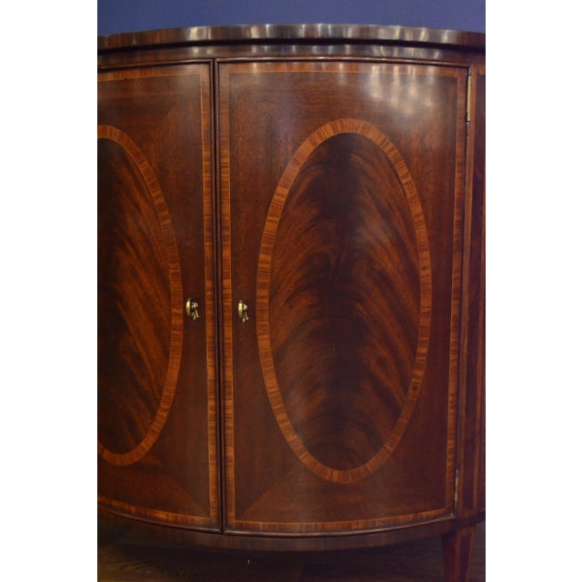 Hepplewhite Style Mahogany Demilune Cabinet by Leighton Hall For Sale - Image 9 of 12
