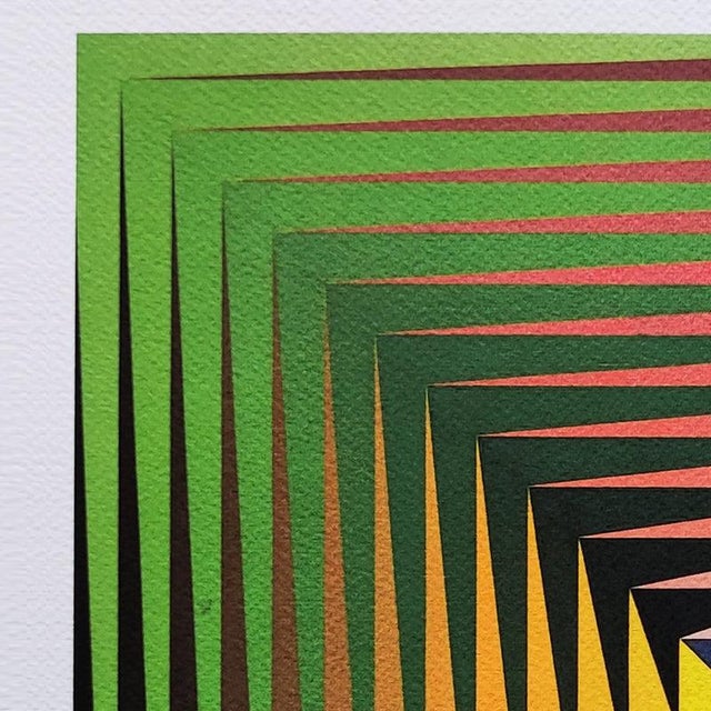 Mid-Century Modern Victor Vasarely, Vonal Prim, 1970s, Lithograph on Paper For Sale - Image 3 of 9