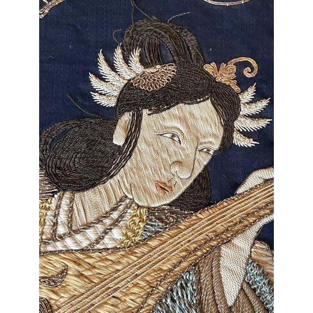 Framed Antique Japanese Silk Embroidery Fukusa Textile Panel For Sale - Image 9 of 18