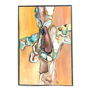 Vintage Original Abstract Oil on Canvas For Sale
