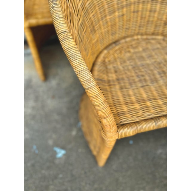 Modern Wicker Barrel Chairs | Set of Six For Sale - Image 11 of 12
