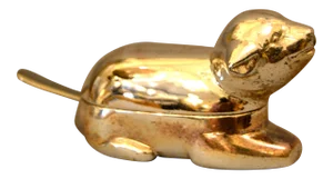 Vintage Japan Silver Plate Sheep Salt Dish, Spice Dish & Stainless Steel Spoon