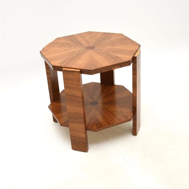 A beautiful and stylish Art Deco walnut occasional coffee / side table. This was made in England, it dates from the...
