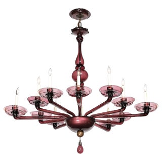 Modernist Hand-Blown Classical Amethyst Murano Glass Chandelier by Lorin Marsh For Sale