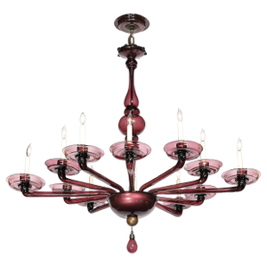 Modernist Hand-Blown Classical Amethyst Murano Glass Chandelier by Lorin Marsh