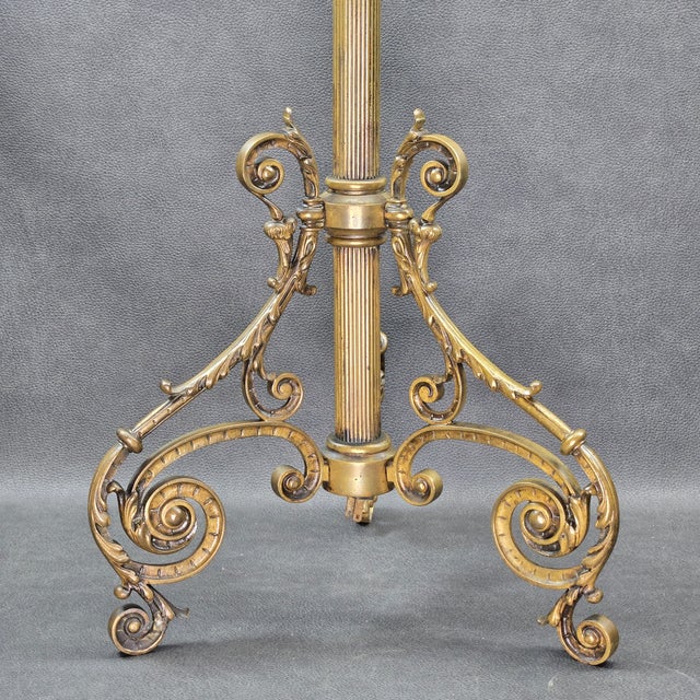 Antique Bradley & Hubbard Style Electrified Oil Adjustable Height Parlor Floor Lamp For Sale - Image 9 of 18