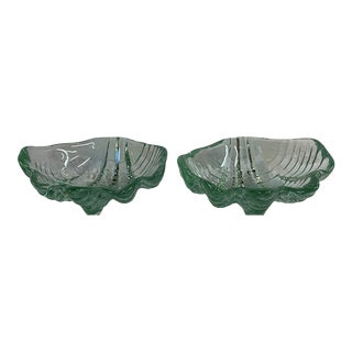 Vintage Shell Shaped Art Glass Dishes - a Pair For Sale