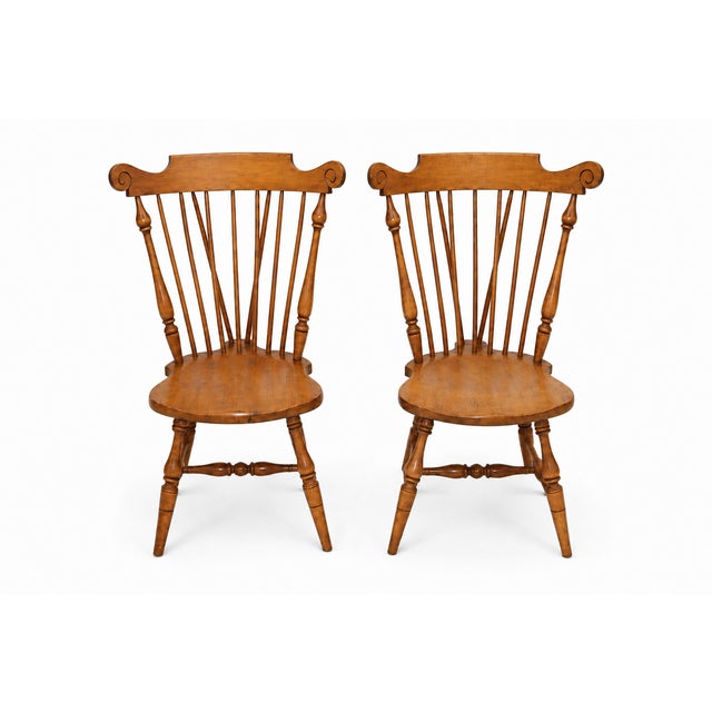 Gold 1970s Ethan Allen American Traditional Nutmeg Windsor Back Chairs- Set of 6 For Sale - Image 8 of 10