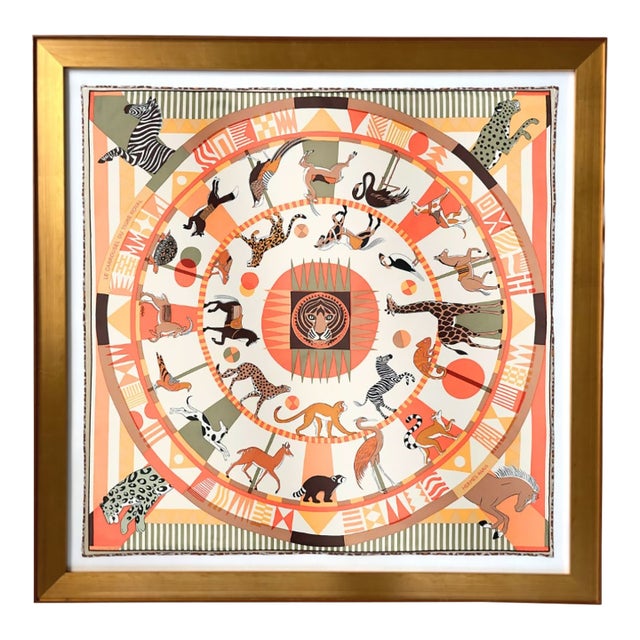 Hermes Carrousel Du Louvre Royal Vintage Framed Silk Scarf For Sale