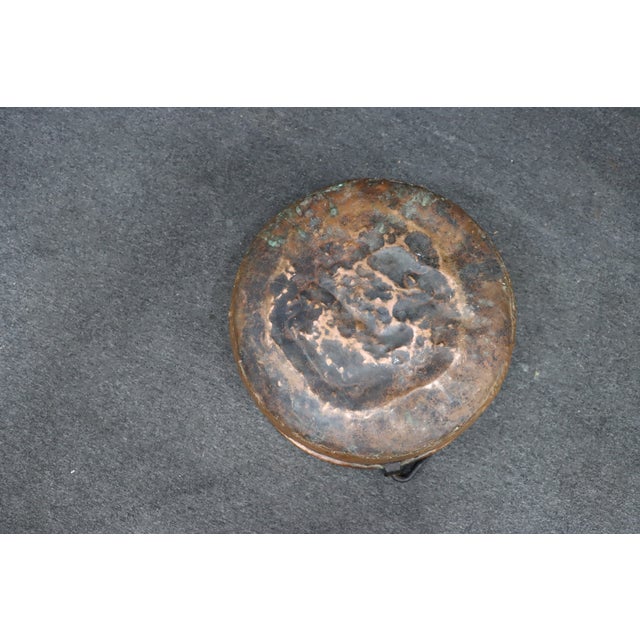 Antique Hand-Hammered Copper Apple Butter Kettle With Wrought Iron Swing Handle For Sale - Image 9 of 12