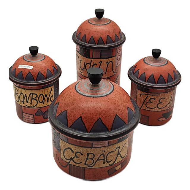 Vintage Candy Storage Jars from KMK Keramik Manufaktur Kupfermühle, 1955, Set of 4 For Sale