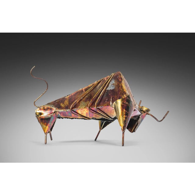 Mid-Century Modern Mid Century Modern / Brutalist Torch Cut Metal Bull Sculpture, USA, circa 1960's For Sale - Image 3 of 9