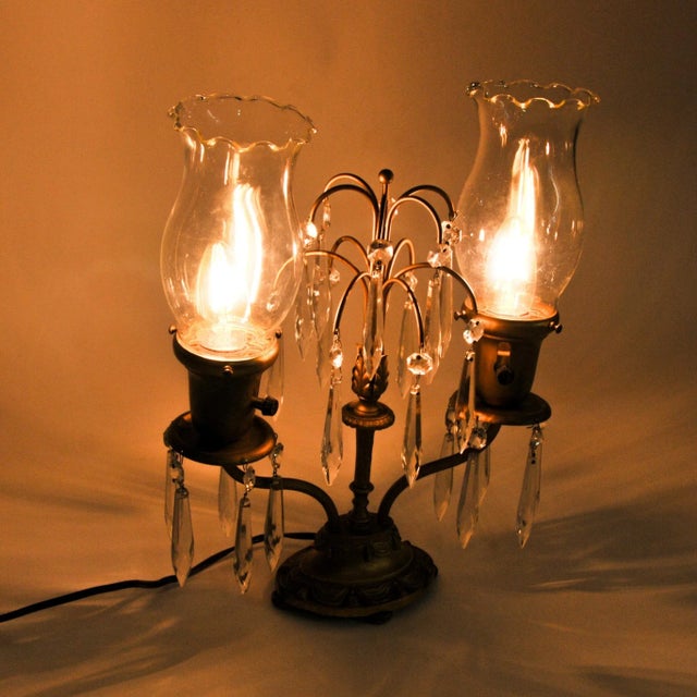 Antique French Girandole Waterfall Crystal Table Lamp For Sale - Image 10 of 10
