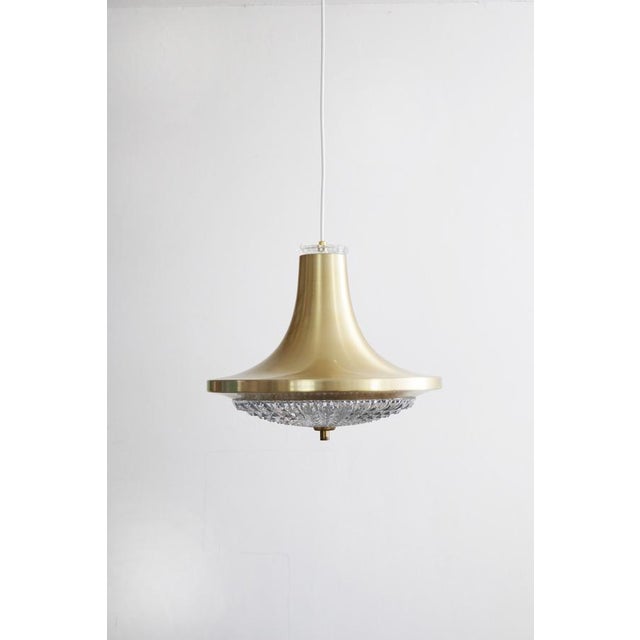 Gold Pendant Lamp in Crystal Glass from Vitrika, Denmark, 1970s For Sale - Image 8 of 9