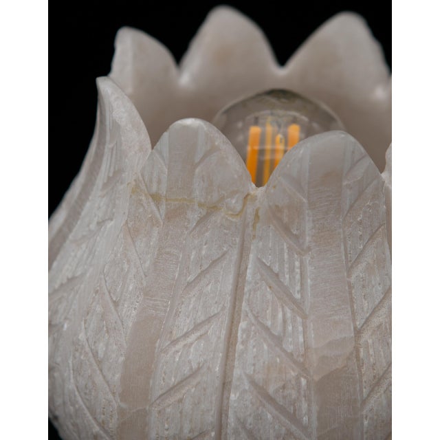 Art Deco French Table Lamp in Alabaster, France, 1940s For Sale - Image 4 of 8