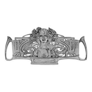 Antique Silverplate Jardiniere Art Nouveau Jugendstil Centerpiece Bronzed Copper Liner For Sale