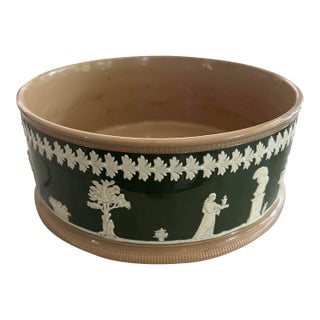 Antique Copeland Late Spode Jasperware Green Planter or Bowl For Sale