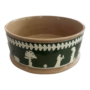 Antique Copeland Late Spode Jasperware Green Planter or Bowl