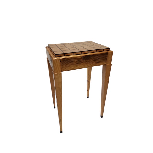 Reclaimed Old Growth Pine Parquetry Side Table For Sale - Image 11 of 17