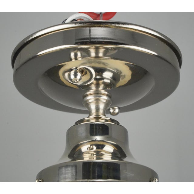 Metal Mid 20th Century Traditional Floral Cast Glass Semi Flush Mount Light For Sale - Image 7 of 9