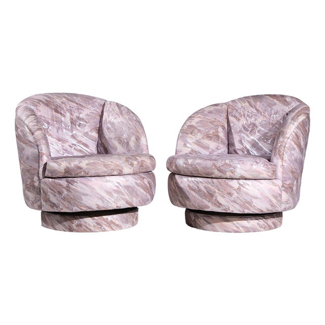 Milo Baughman for Thayer Coggin Mid Century Swivel Tilt Lounge Chairs - Pair For Sale