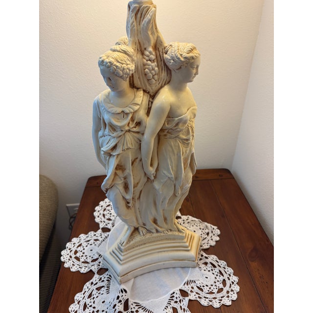 Rococo Vintage Hollywood Regency Lamp-Three Graces Statue Base No Shade For Sale - Image 10 of 11