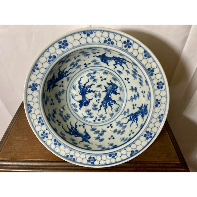 Blue Antique Large Chinese Blue & White Bowl For Sale - Image 8 of 8