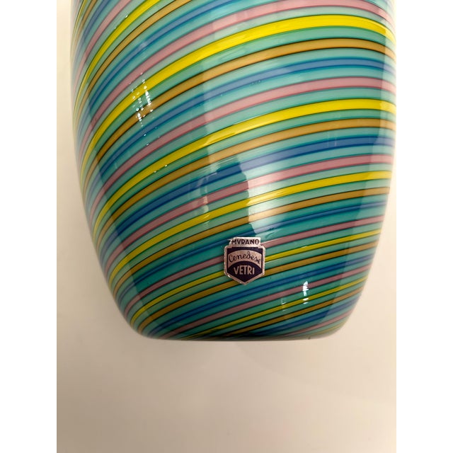 Filigrana Vase in Multicolored Murano Glass from Cenedese Vetri, 1970s For Sale - Image 7 of 10