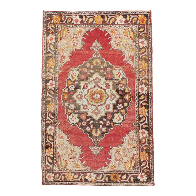 Galerie Shabab Collection Mid-20th Century Turkish Oushak Accent Rug For Sale