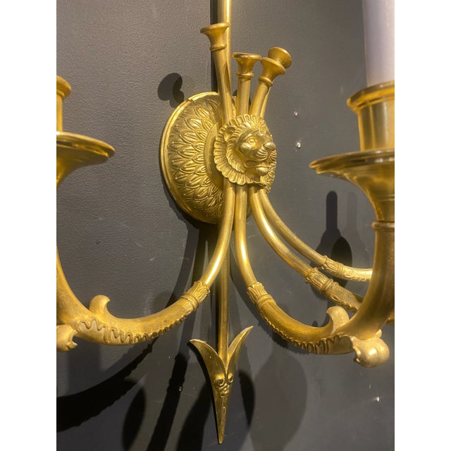 1900 - 1909 1900's Large Caldwell Empre 4 Lights Sconces With Lion For Sale - Image 5 of 12