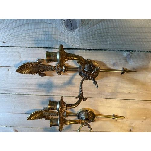 Traditional Empire Style Bronze Sconces, Set of 2 For Sale - Image 3 of 7