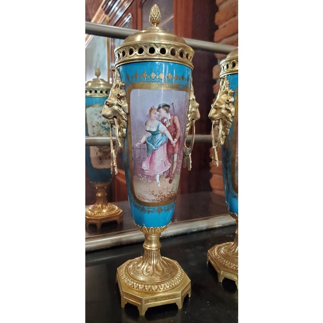 Napoleon III Porcelain Vases from Sevres, Set of 2 For Sale - Image 9 of 12