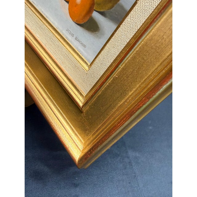 Wood Mid 20th Century Jacques Blanchard Original Still Life Oil Painting Framed Fruit Signed Canvas For Sale - Image 7 of 7