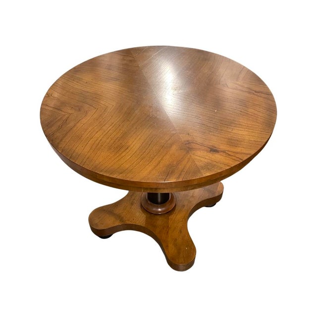 Beautifully crafted walnut tops and pedestals with base - classically stunning side table from Baker Furniture.