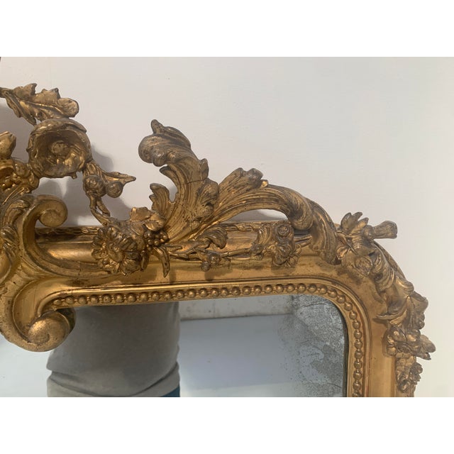 19th Century Louis XV Mirror in Wood and Gilded Stucco For Sale - Image 10 of 15
