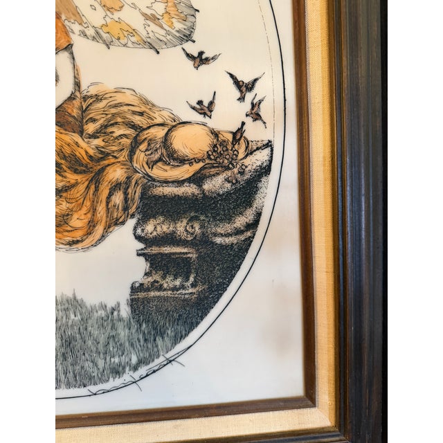 Art Deco Louis Icart "Parasol" Backlit Glass Panel Ca. 1928 For Sale - Image 14 of 16