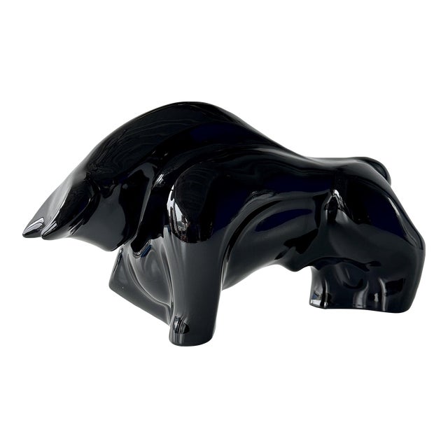 Late 20th Century Cubist Ceramic Bull Sculpture For Sale