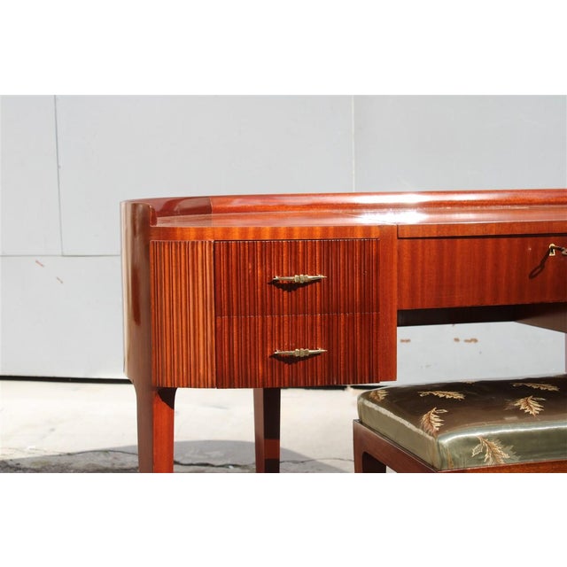 Curved Dressing Table with Stool by Paolo Buffa for Ducrot, 1950s, Set of 2 For Sale - Image 13 of 18