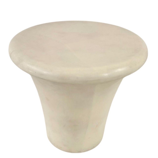 Karl Springer Goatskin Tulip Side/End Table, 1980’s. Original Measures 22.25” tall 24.5” diameter