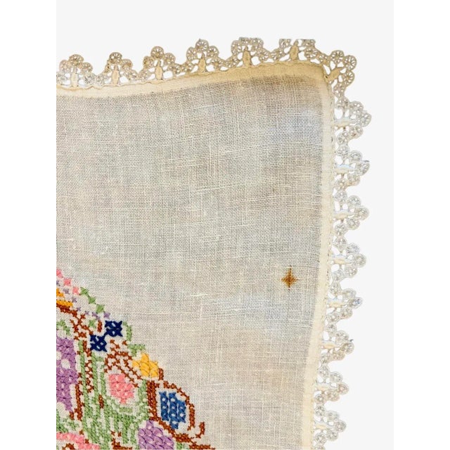 Ivory Vintage Peacock Embroidered Tapestry Art Cloth Panel For Sale - Image 8 of 10