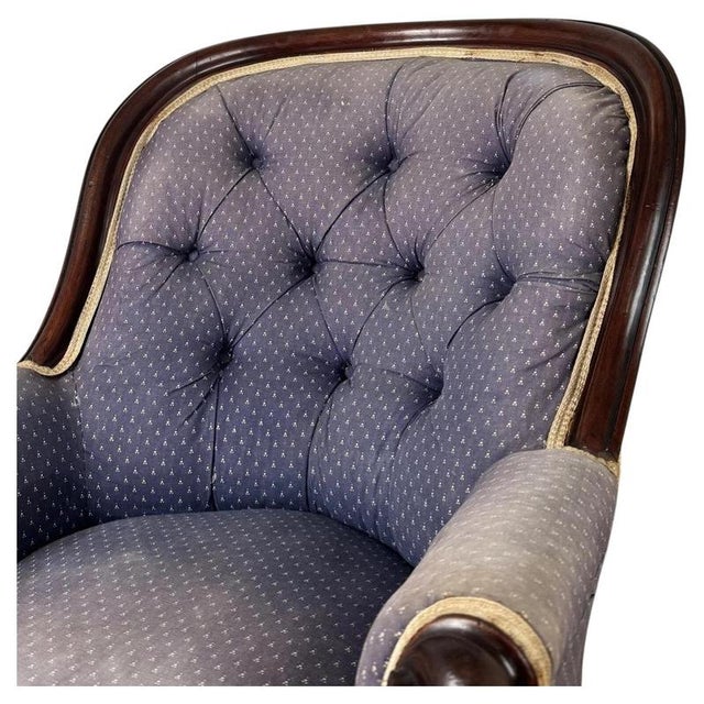 Antique Mahogany Button Back Chair, 1800s For Sale - Image 3 of 12