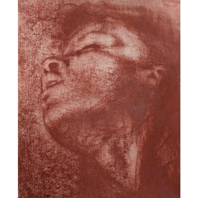 Burnt Umber Vintage Original Pastel Portrait of a Boy Framed For Sale - Image 8 of 9