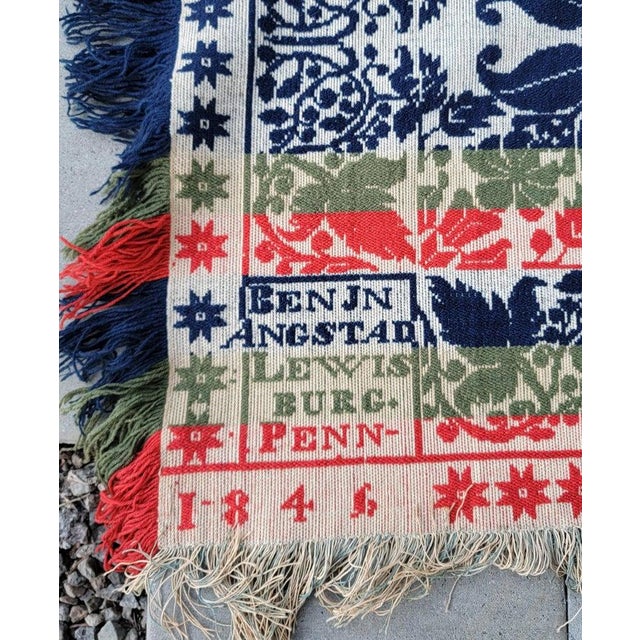 Rustic Benjamin Angstad Lewisburg, Penn, Coverlet Dated 1846 For Sale - Image 3 of 6