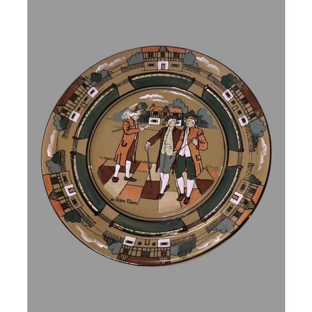 Victorian Vintage Buffalo Pottery Deldare Ware Ye Olden Times 9.5" Plate For Sale - Image 3 of 4