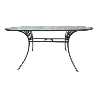 Francois Carre Restored Patio Dining Table With New Glass Insert, Attributed For Sale