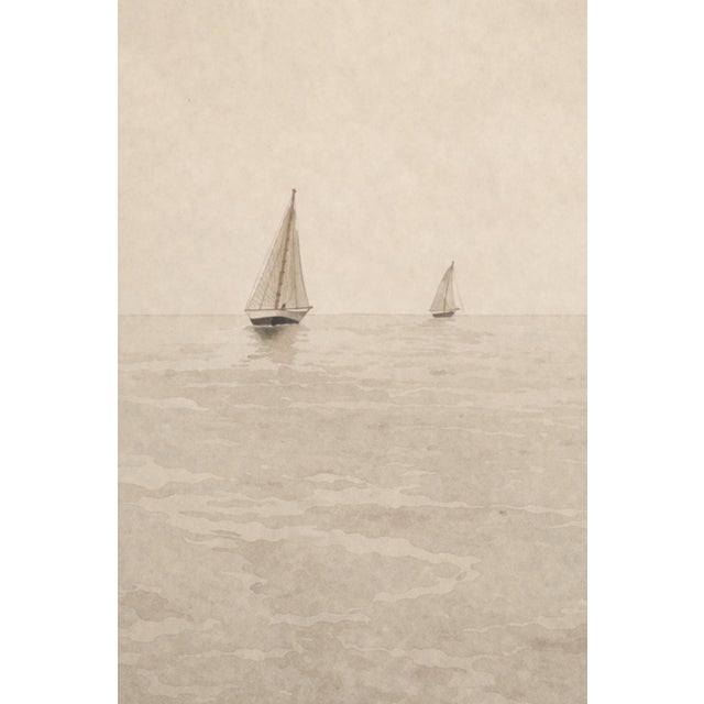 Paper Minimal Coastal Horizon Pair, Soft Seascape Art Prints, 24" × 36" (Set of 2) For Sale - Image 7 of 8