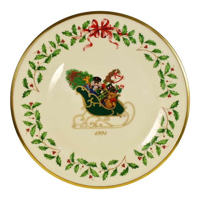 1991 Lenox the Annual Holiday Collector's Plate Sleigh Christmas First in Series Made in Usa For Sale